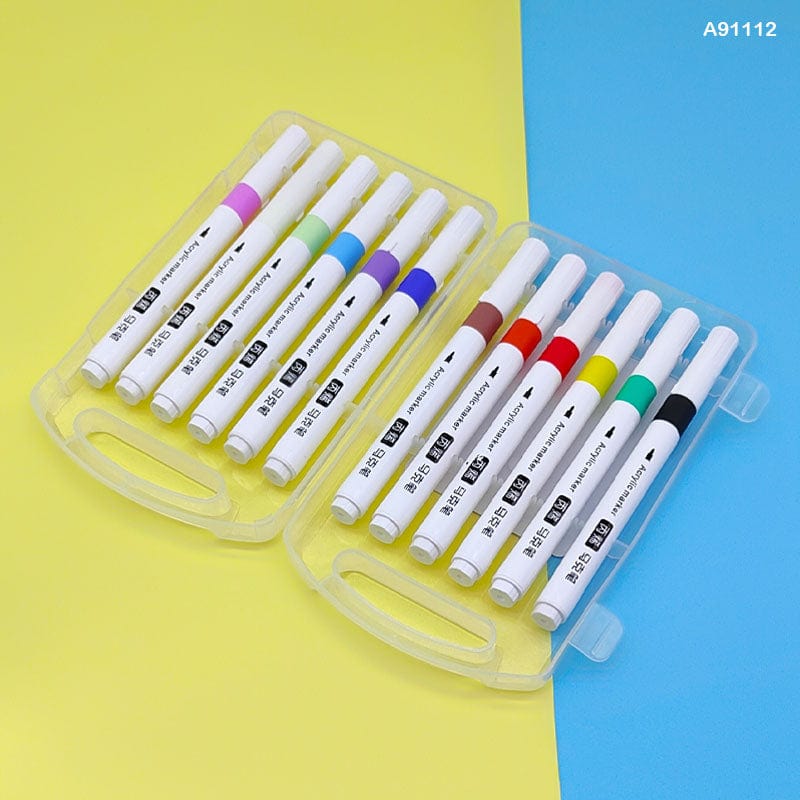MG Traders Marker A91112 Acrylic Marker 12 Color 2Mm